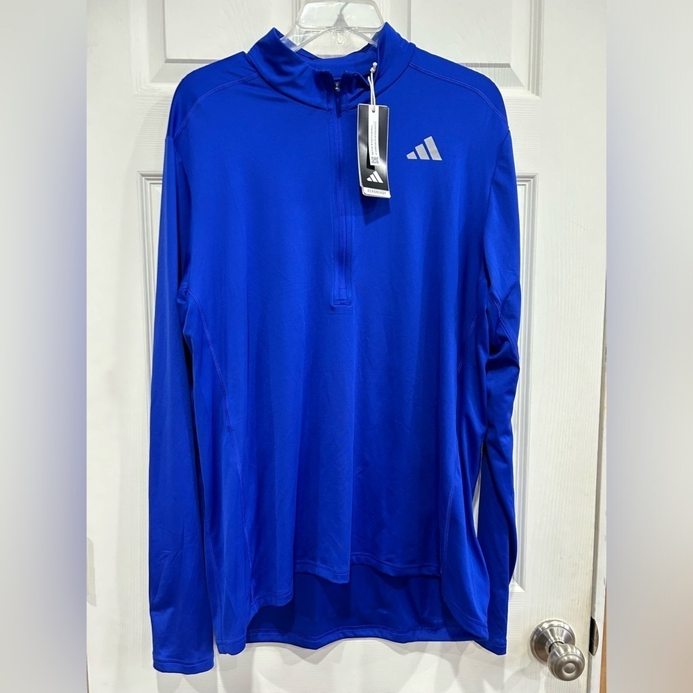 Adidas Men's L Large Own the Run Half 1/2 Zip Jacket Performance Blue NWT